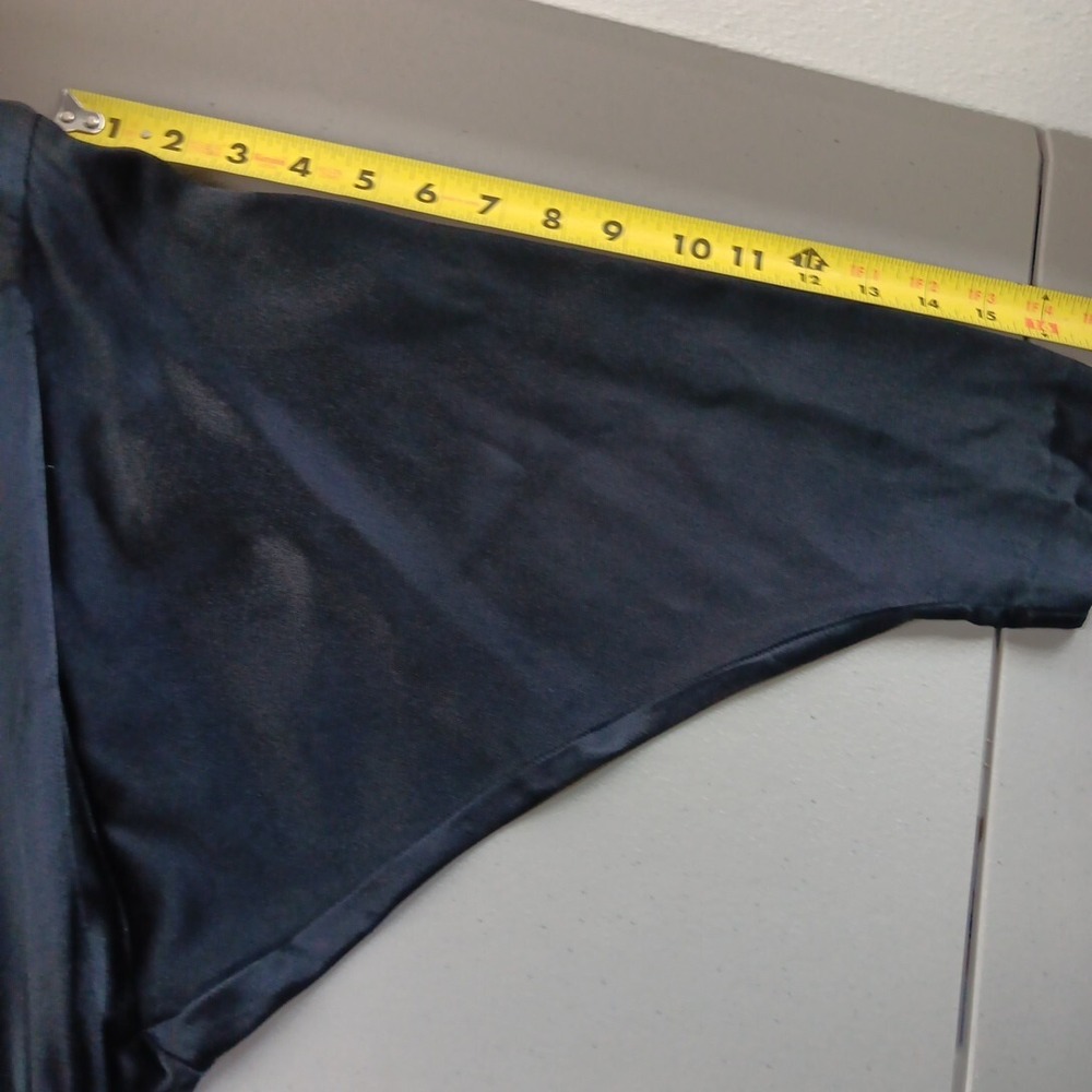 Satin Dress XS Black Witchy Gathered V Waist Sheath Vampire Vampgoth Stevie Nick - Picture 9 of 13